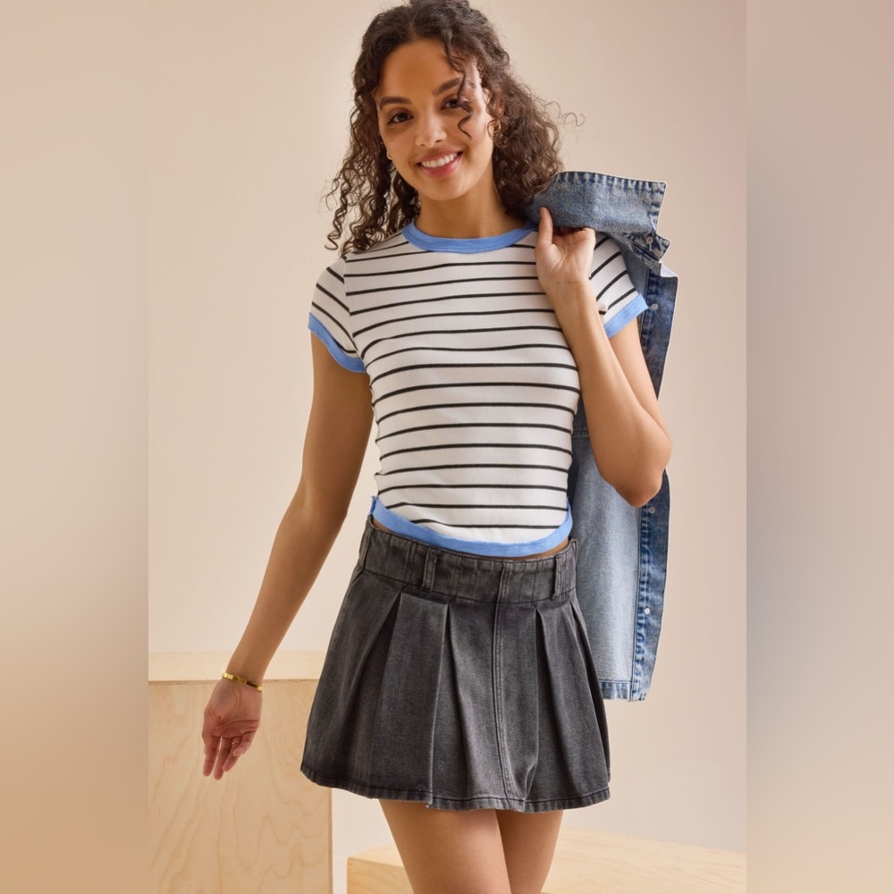NWT Altar'd State Jupiter Denim Cheer Skort Black Sz Large $64